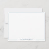 Carte De Correspondance Papier simple Turquoise Bleu Bordure (Devant)