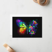 Carte De Correspondance Papillon arc-en-ciel (Devant/Arrière en situation)