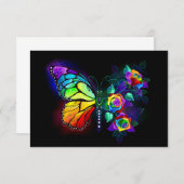Carte De Correspondance Papillon arc-en-ciel (Devant / Derrière)