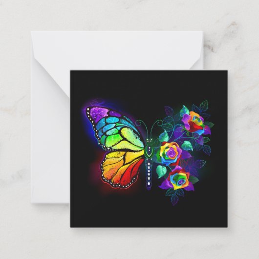 Carte De Correspondance Papillon arc-en-ciel (Devant)
