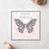 Carte De Correspondance Papillon blanc rose et gris (Devant/Arrière en situation)