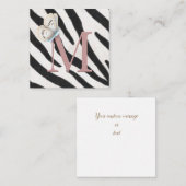 Carte De Correspondance Papillon bleu & Zebra Fur Rose Monogramme personna (Devant / Derrière)