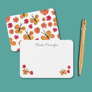 Carte De Correspondance Papillon orange mignon papillons Motif