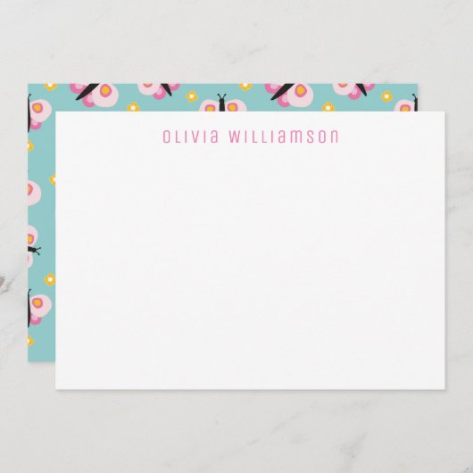 Carte De Correspondance Papillon Personnalisé Mignon (Devant / Derrière)