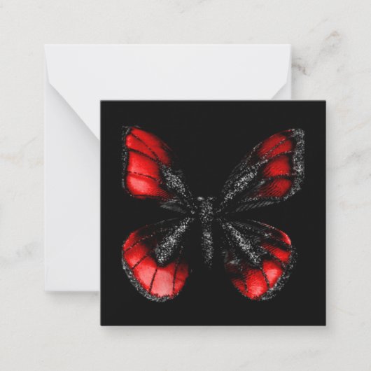 Carte De Correspondance Papillon Rouge et Noir (Devant)