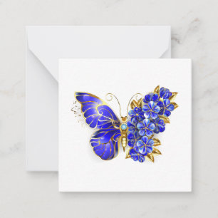 Carte De Correspondance Papillon saphir à fleurs