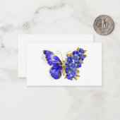 Carte De Correspondance Papillon saphir à fleurs (Devant/Arrière en situation)