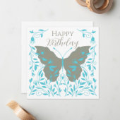 Carte De Correspondance Papillon Whimsical Joyeux anniversaire (Devant/Arrière en situation)