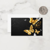 Carte De Correspondance Papillons blancs et dorés (Devant/Arrière en situation)