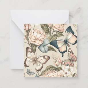 Carte De Correspondance Papillons et fleurs pastel
