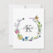 Carte De Correspondance Papillons Fleurs Calligraphie Script Monogramme (Dos)