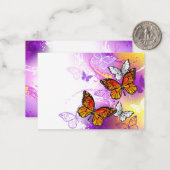 Carte De Correspondance Papillons monarques sur fond violet (Devant/Arrière en situation)
