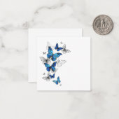 Carte De Correspondance Papillons volants bleus Morpho (Devant/Arrière en situation)