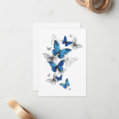 Carte De Correspondance Papillons volants bleus Morpho (Devant/Arrière en situation)