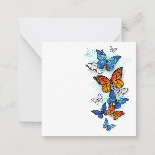 Carte De Correspondance Papillons volants Morpho et Monarch (Devant)
