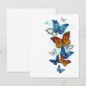 Carte De Correspondance Papillons volants Morpho et Monarch (Devant / Derrière)