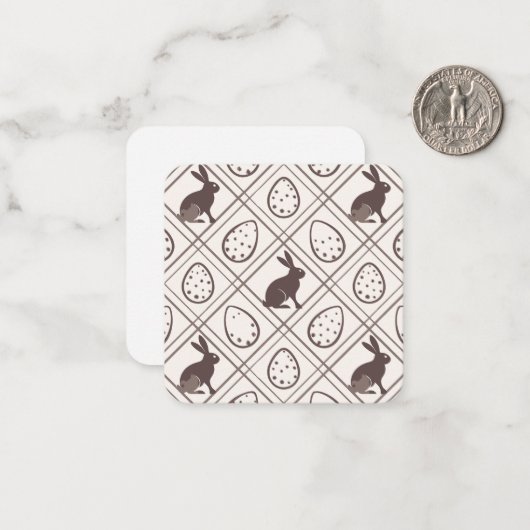 Carte De Correspondance Pâques à carreaux marron (Devant/Arrière en situation)