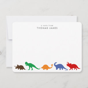 Carte De Correspondance Parade de dinosaures, couleurs vives Personnalisé
