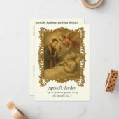 Carte De Correspondance Pardon apostolique Long Forme Prière latine (Devant/Arrière en situation)