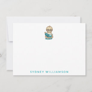 Carte De Correspondance Paresseux Bibliophile Mignon Livre Personnalisé 