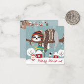 Carte De Correspondance Paresseux de Noël mignon (Devant/Arrière en situation)