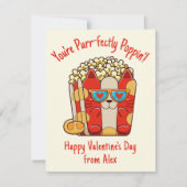 Carte De Correspondance Parfaitement Pop Funny Chat Popcorn Saint-Valentin (Devant)