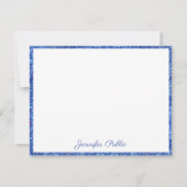 Carte De Correspondance Parties scintillant bleue manuscrite Script élégan (Devant)