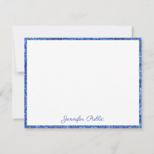 Carte De Correspondance Parties scintillant bleue manuscrite Script élégan