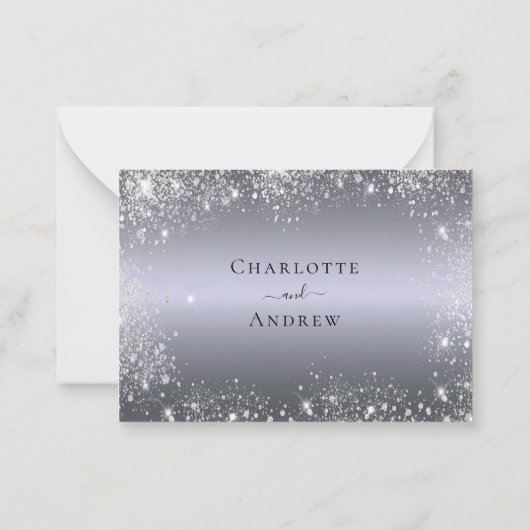 Carte De Correspondance Parties scintillant d'argent élégant mariage RSVP  (Dos)