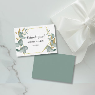 Carte De Correspondance Parties scintillant d'or Eucalyptus Merci Mariage