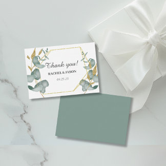 Carte De Correspondance Parties scintillant d'or Eucalyptus Merci Mariage 