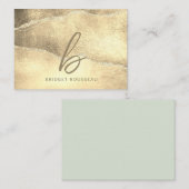 Carte De Correspondance Parties scintillant Gold Agate Élégant Monogramme (Devant / Derrière)