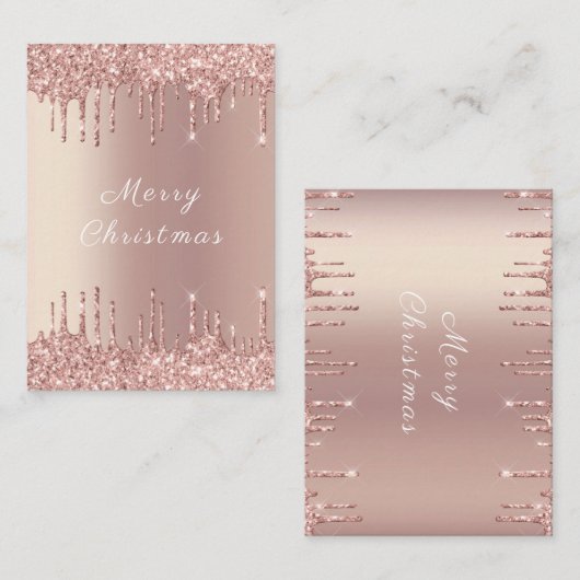 Carte De Correspondance Parties scintillant rose Gold Blush Sparkle Christ (Devant / Derrière)