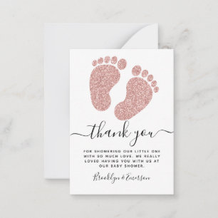 Carte De Correspondance Parties scintillant rose Pieds Baby shower Merci