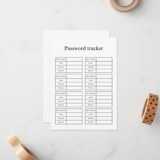 Carte De Correspondance Password tracker (Devant/Arrière en situation)