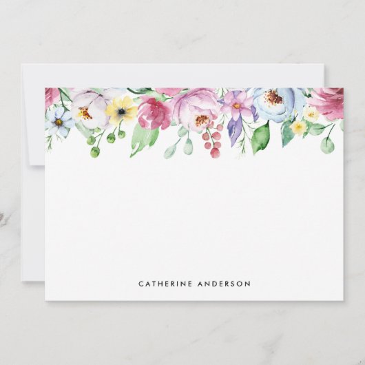 Carte De Correspondance Pastel Aquarelle Fleurs de Printemps Flore Papier  (Devant)