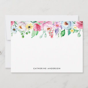 Carte De Correspondance Pastel Aquarelle Fleurs de Printemps Flore Papier 