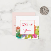 Carte De Correspondance Pastel Aquarelle Fleurs Script Merci (Devant/Arrière en situation)