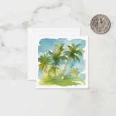Carte De Correspondance Pastel Aquarelle Palmiers (Devant/Arrière en situation)