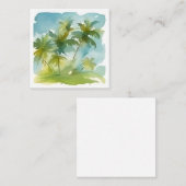 Carte De Correspondance Pastel Aquarelle Palmiers (Devant / Derrière)