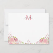 Carte De Correspondance Pastel Blush rose Rose Script Monogramme (Devant)