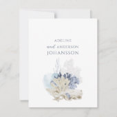 Carte De Correspondance Pastel Coastal Coral Seashell Couple Names (Devant)