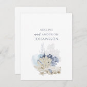 Carte De Correspondance Pastel Coastal Coral Seashell Couple Names (Devant / Derrière)
