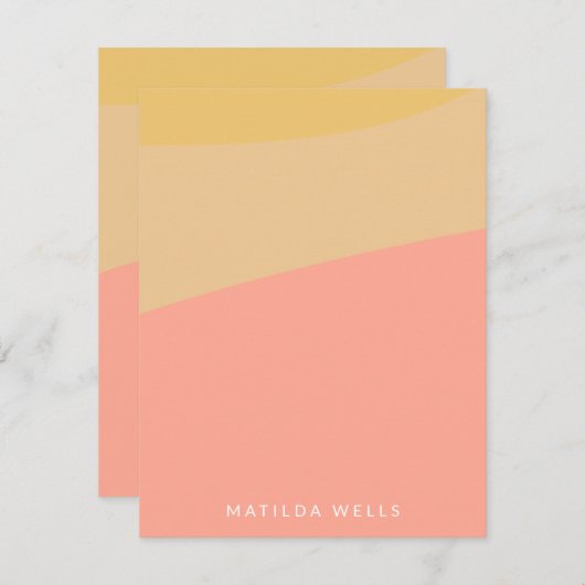 Carte De Correspondance Pastel Peach Yellow Nom Personnalisé Papeterie (Devant / Derrière)