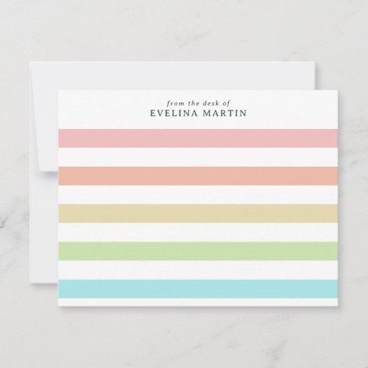 Carte De Correspondance Pastel Rainbow Stripes Du Bureau De (Devant)