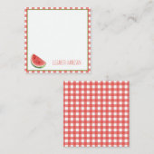 Carte De Correspondance Pastèque d'été et carreaux Gingham rouge (Devant / Derrière)