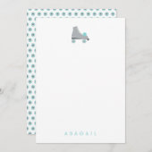 Carte De Correspondance Patin à roulettes rétro Cadeau personnalisé Bleu (Devant / Derrière)