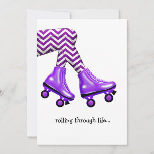 Carte De Correspondance Patins à roulettes avec chaussettes violettes cart