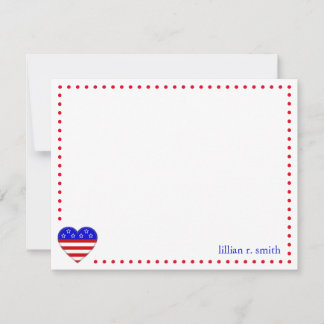 Carte De Correspondance Patriotique American Flag Heart Personnalisé