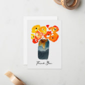 Carte De Correspondance Pavots orange et rouge à l'aquarelle (Devant/Arrière en situation)